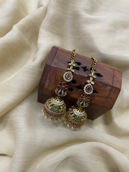 Premium Ad Jhumka with attached EarChain