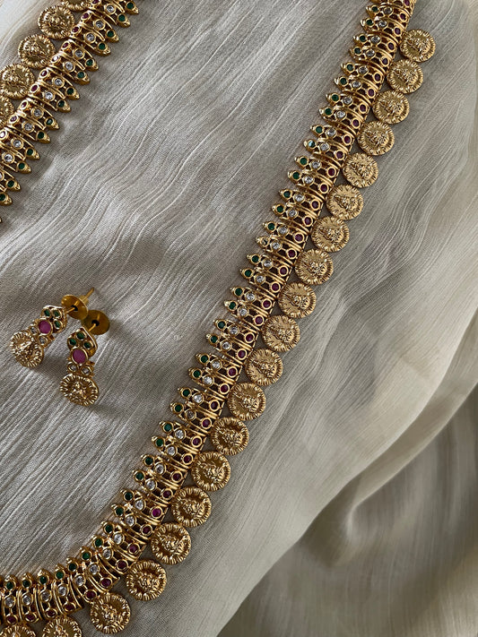 Premium AD Lakshmi Kasu Malai Harram Set