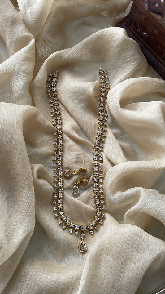 Premium Floral Vine American Diamond Harram Set