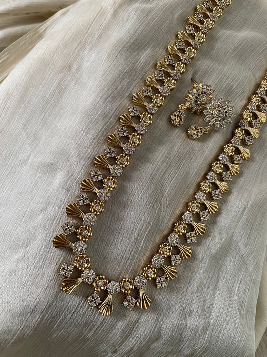 Premium Floral American Diamond Harram Set