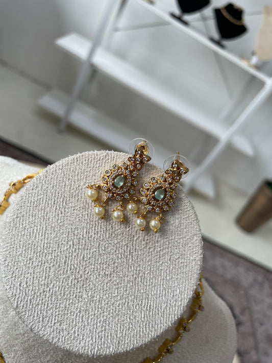 Premium AD Necklace Set (Mint)
