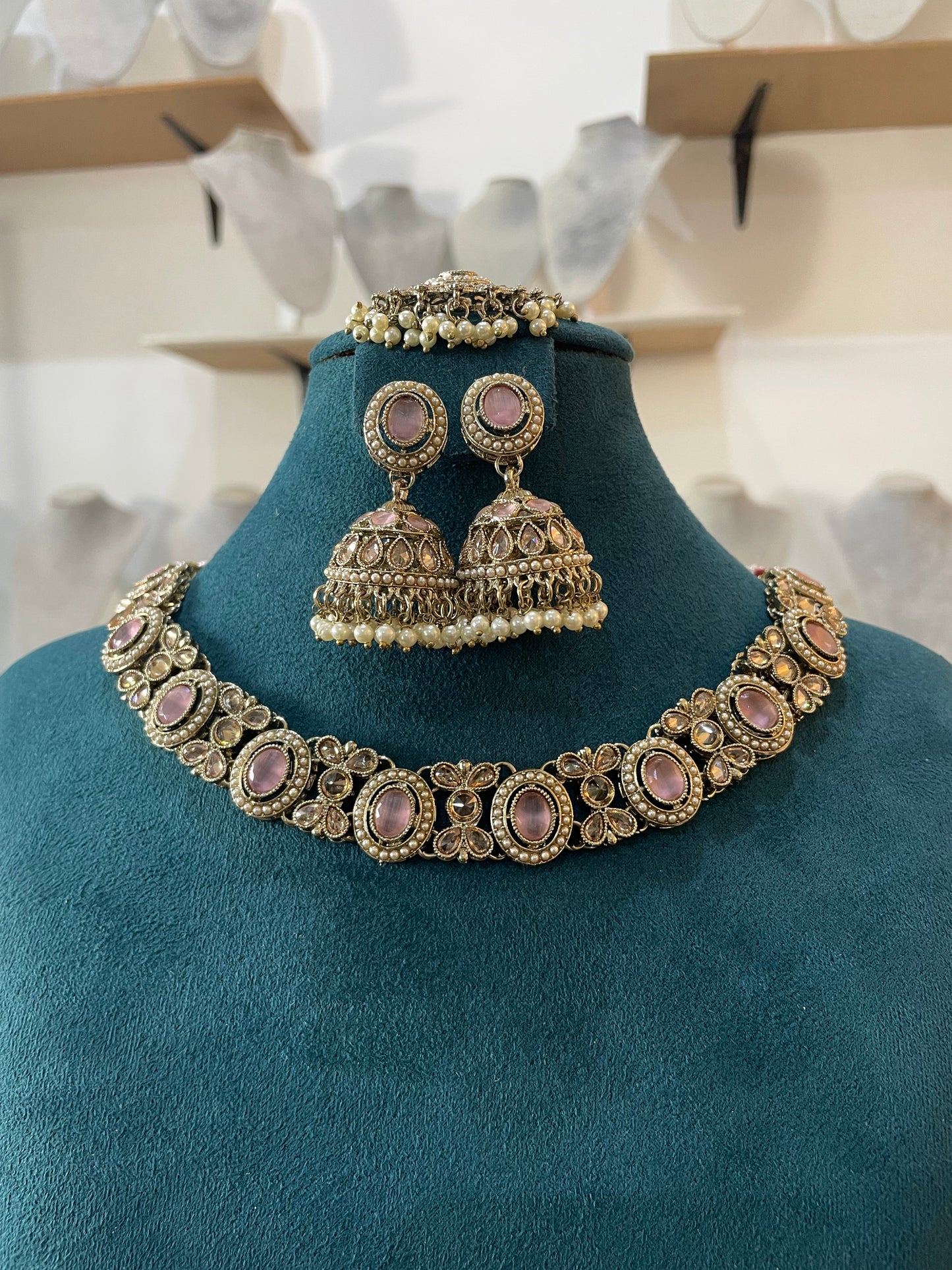 Premium Mehndi Polish Set with Jhumka and Tikka (Pink)