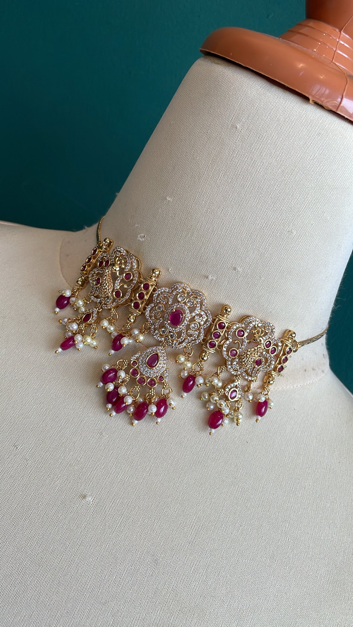 Premium Ad Peacock High Neck Choker Set