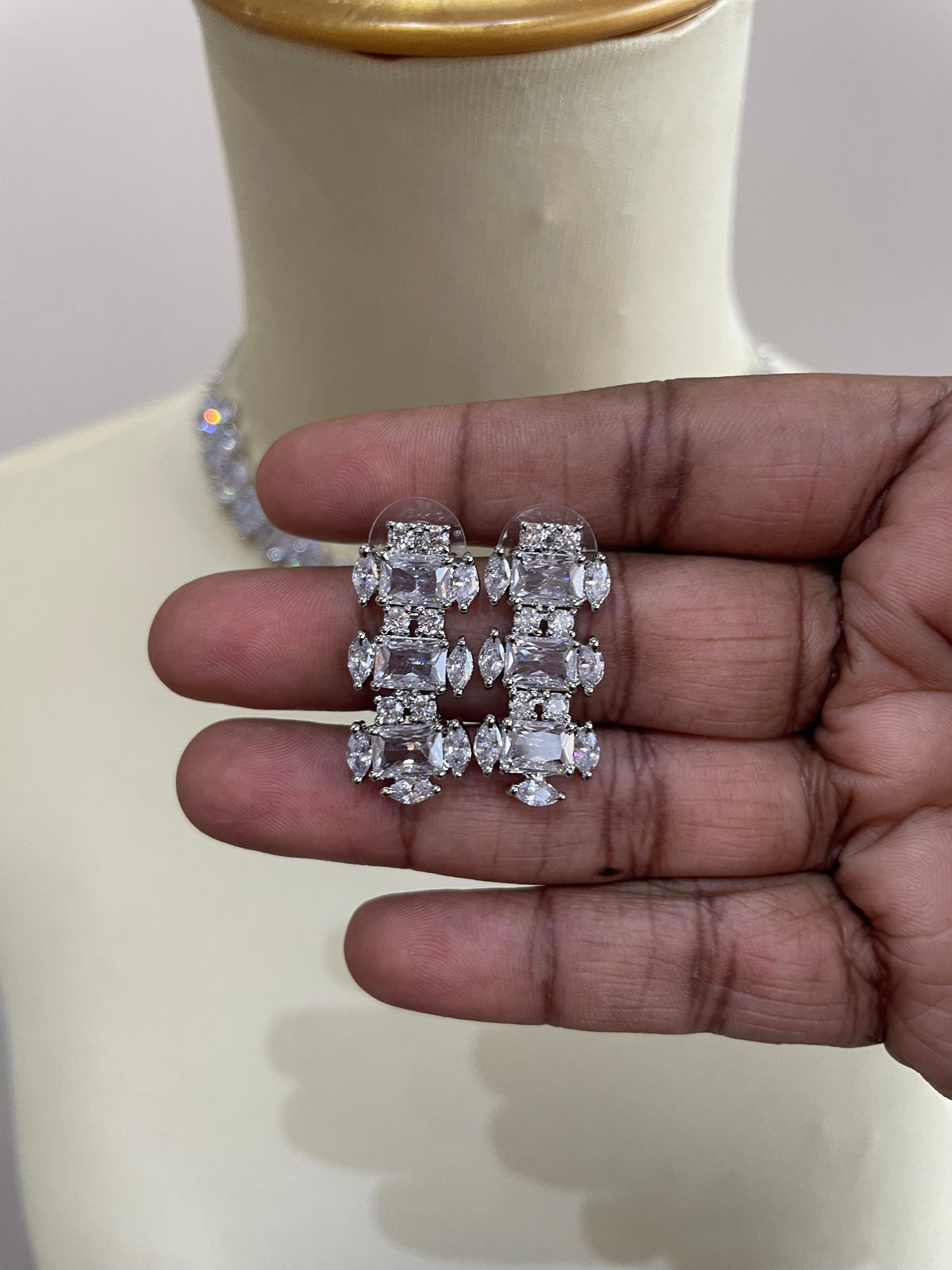 Premium Cz AD Stone Party Wear Necklace Set