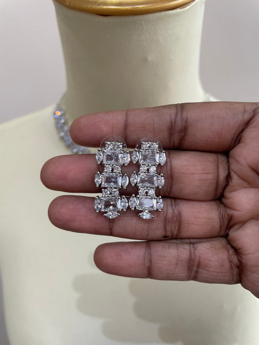 Premium Cz AD Stone Party Wear Necklace Set