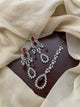 Premium Statement Ad Earring & Tikka Set - MAROON 
(Antique Gold Base)