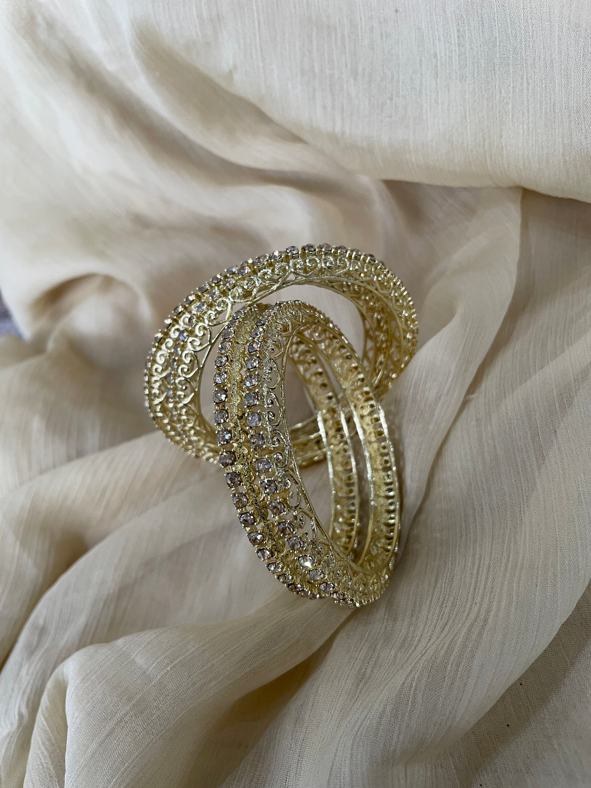 Gold Base Stone Bangle (4 pc)