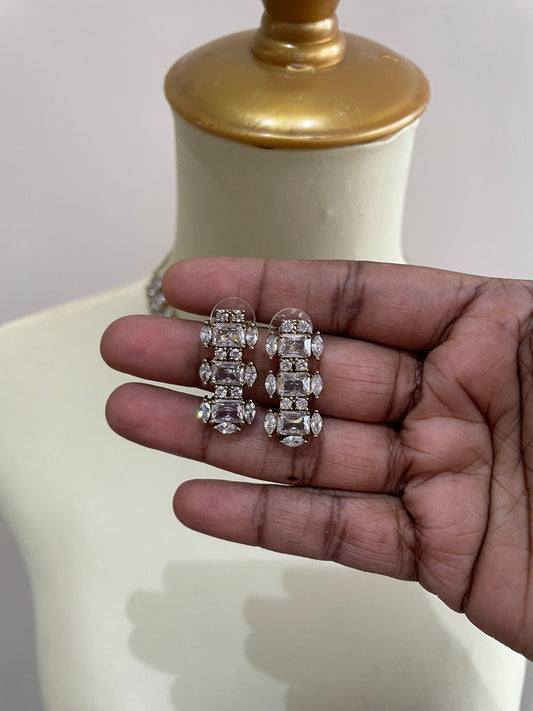 Premium Cz AD Stone Party Wear Necklace Set