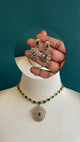Teardrop Crystal Luxe Pendant Necklace Set - Green