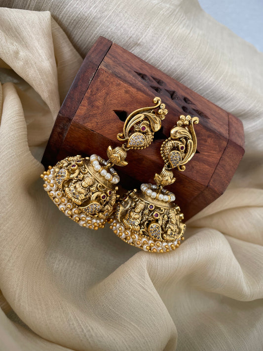 Premium Antique Peacock Lakshmi Jhumka