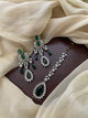 Premium Statement Ad Earring & Tikka Set - GREEN
(Antique Gold Base)