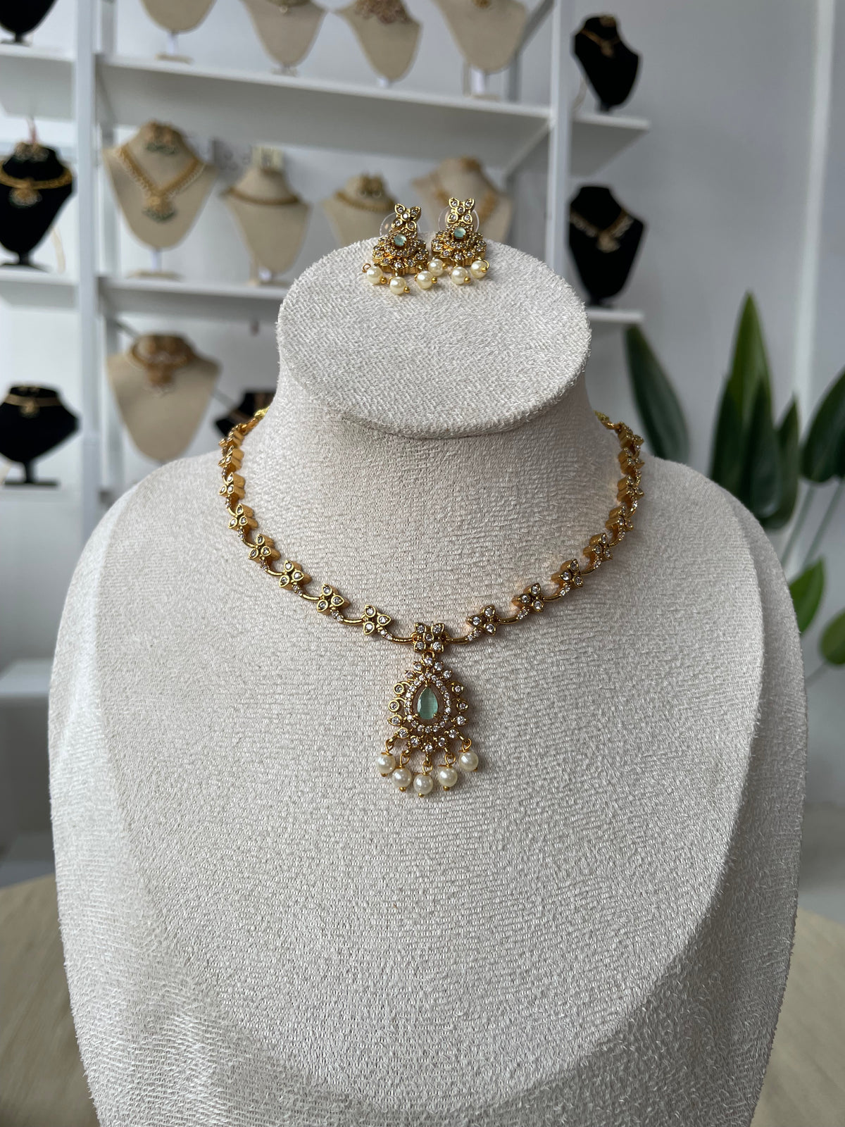 Premium AD Necklace Set (Mint)