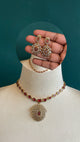 Teardrop Crystal Luxe Pendant Necklace Set - Red