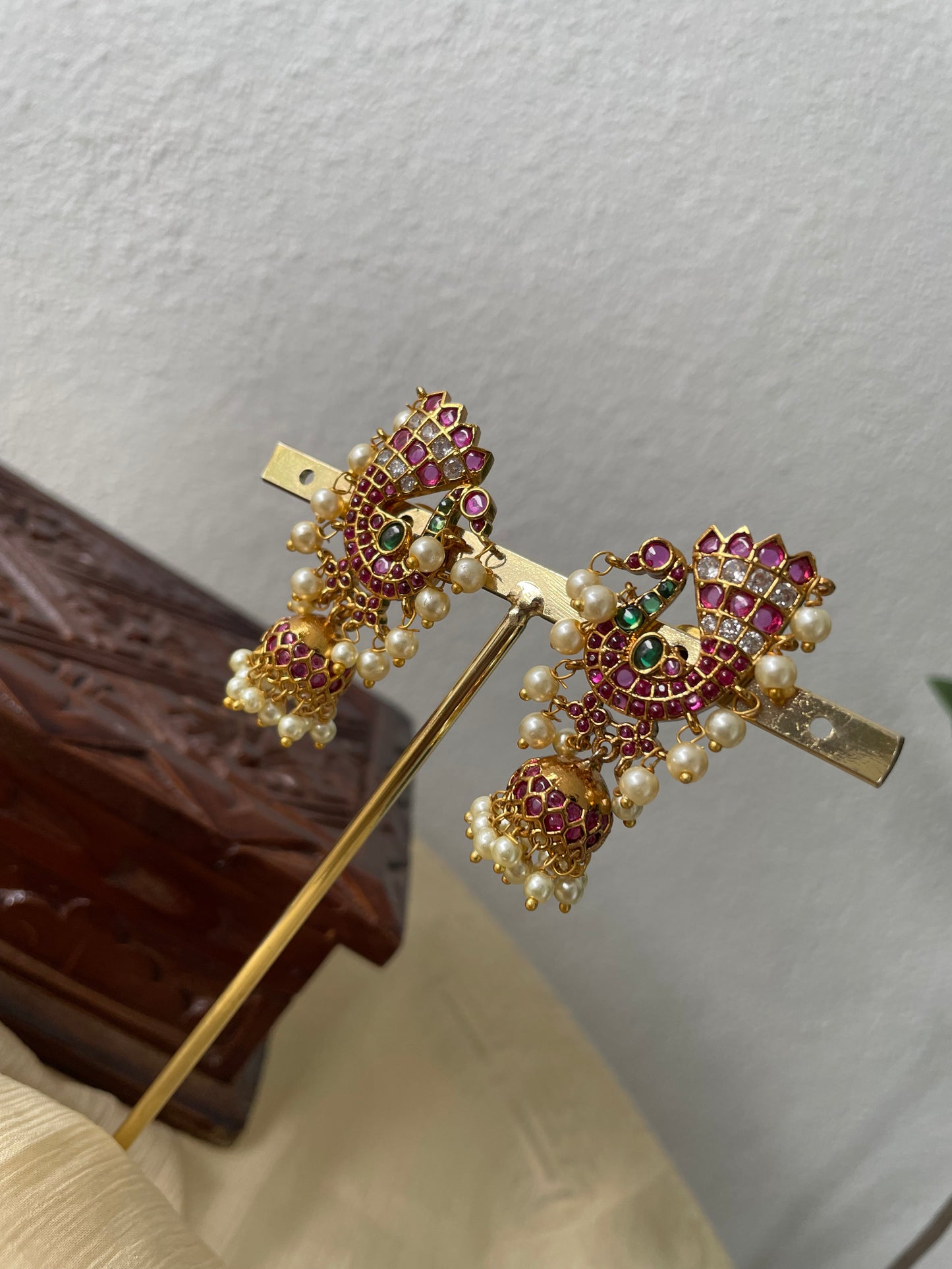 Temple Muse Edit - Peacock Kemp Jhumka Drops