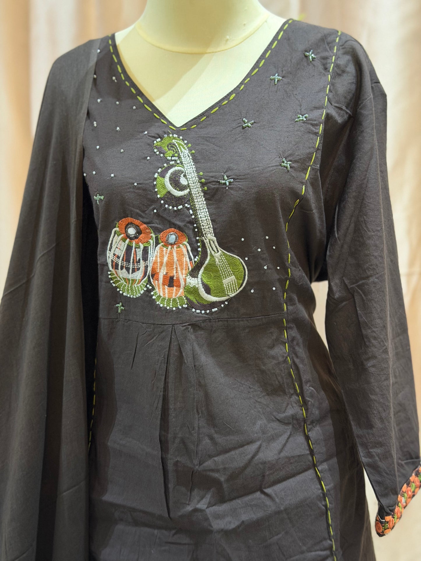 3-Piece Cotton Suit (Brown)