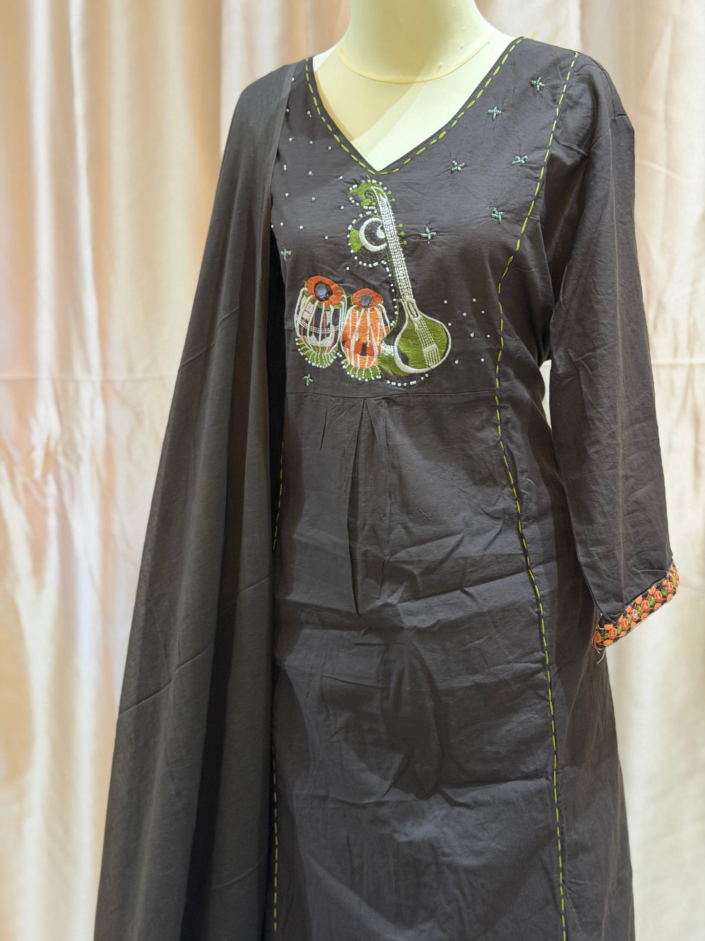 3-Piece Cotton Suit (Brown)