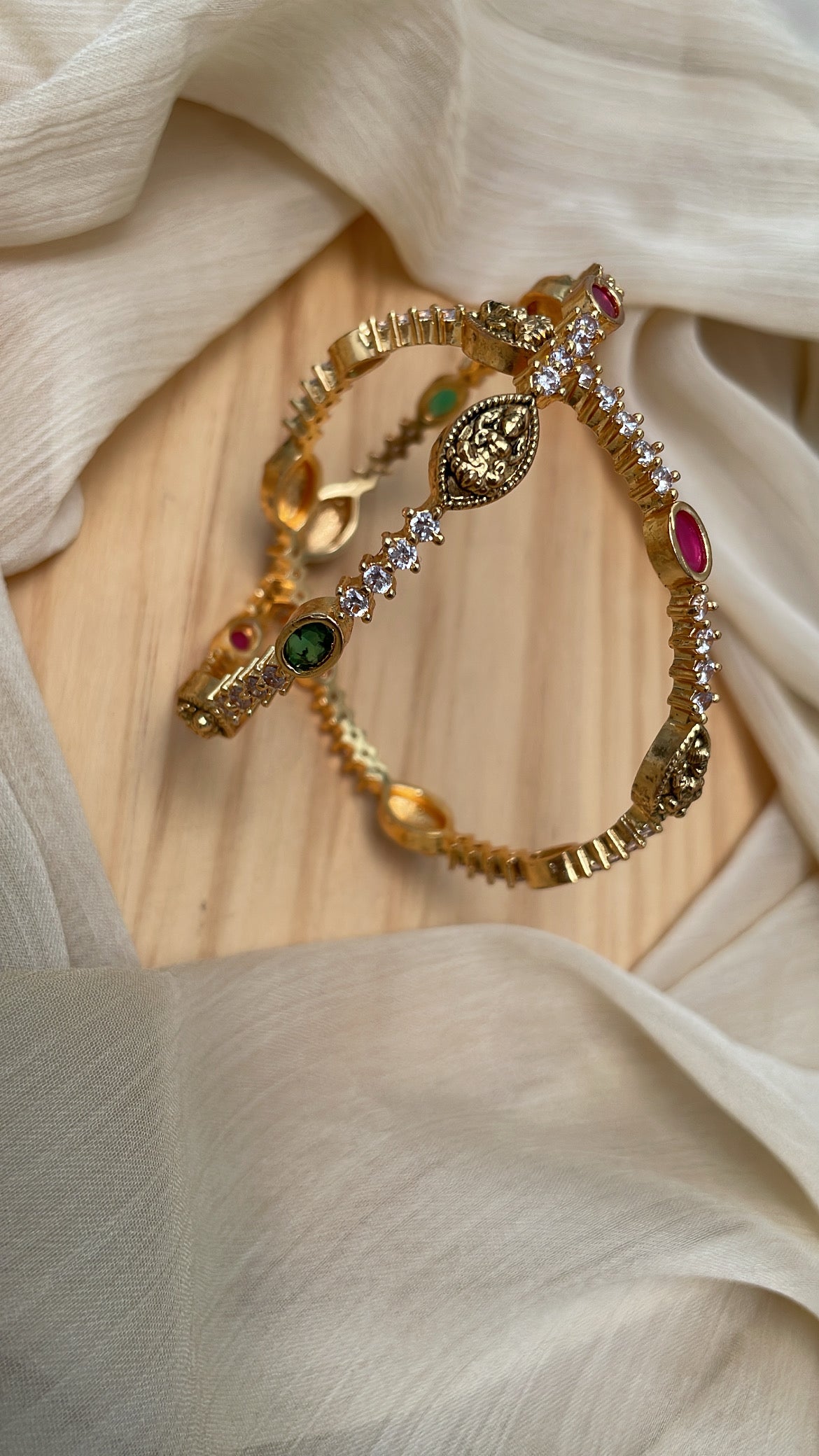 Premium Lakshmi Ruby Green Ad Bangle