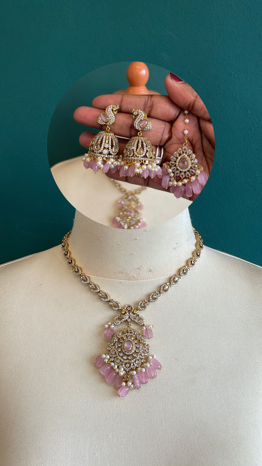 Premium Victorian Ad Necklace with Jhumka and tikka