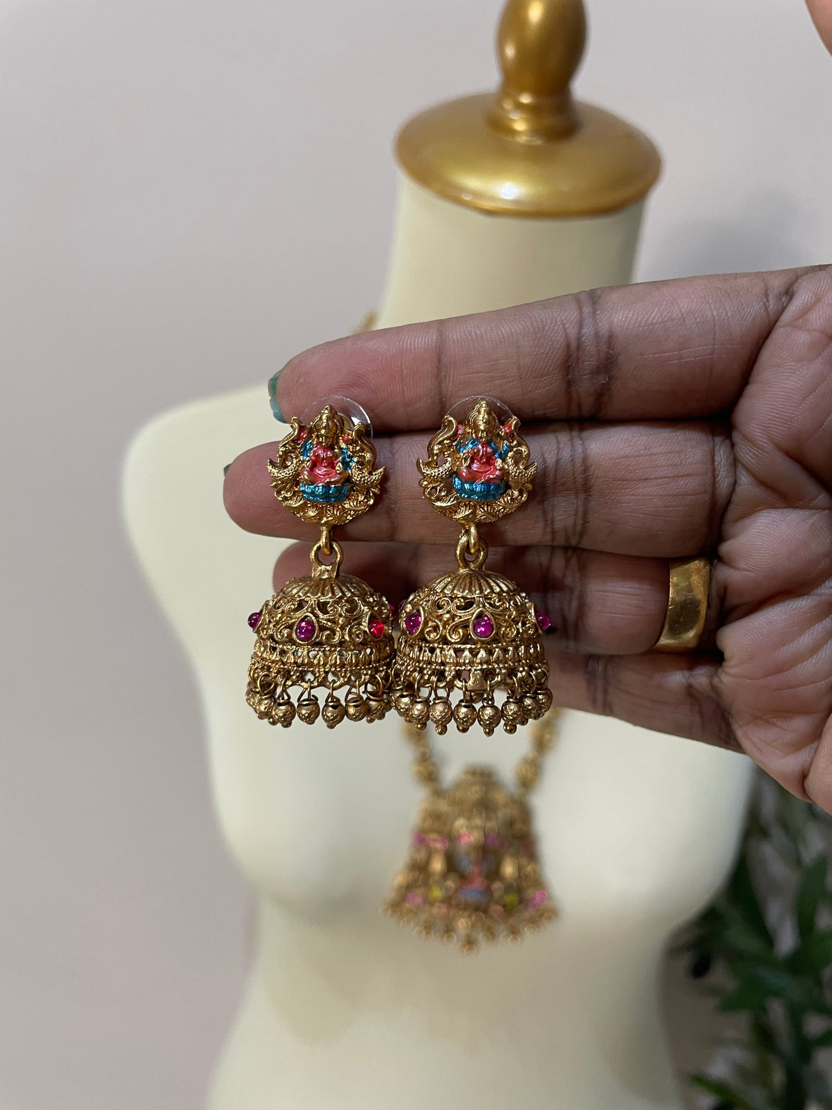 Premium Antique Gold Lakshmi Temple Harram Set