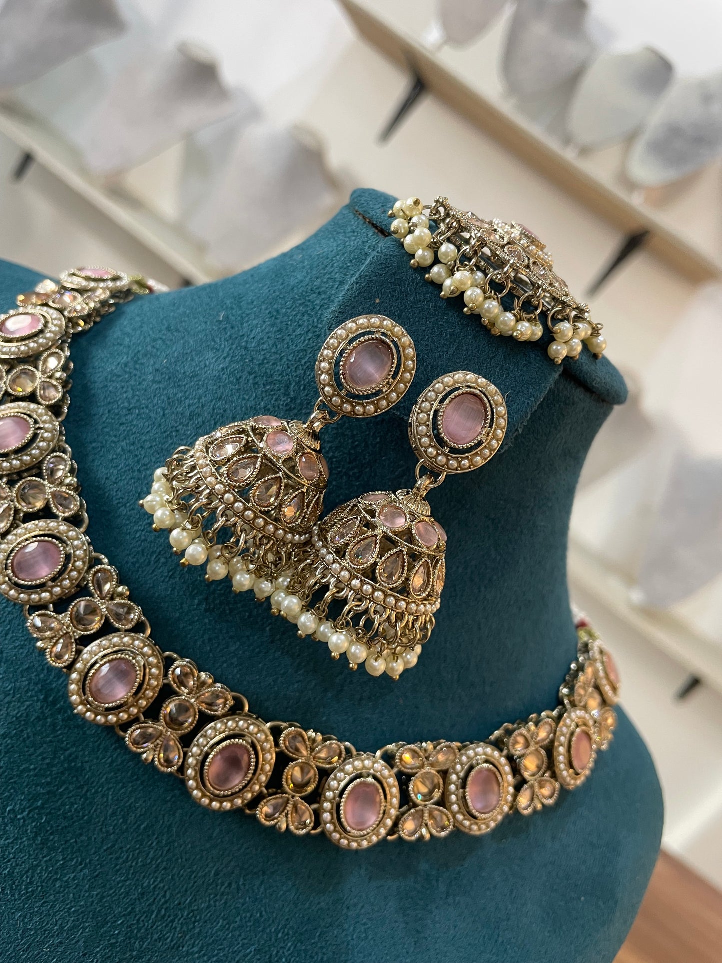 Premium Mehndi Polish Set with Jhumka and Tikka (Pink)