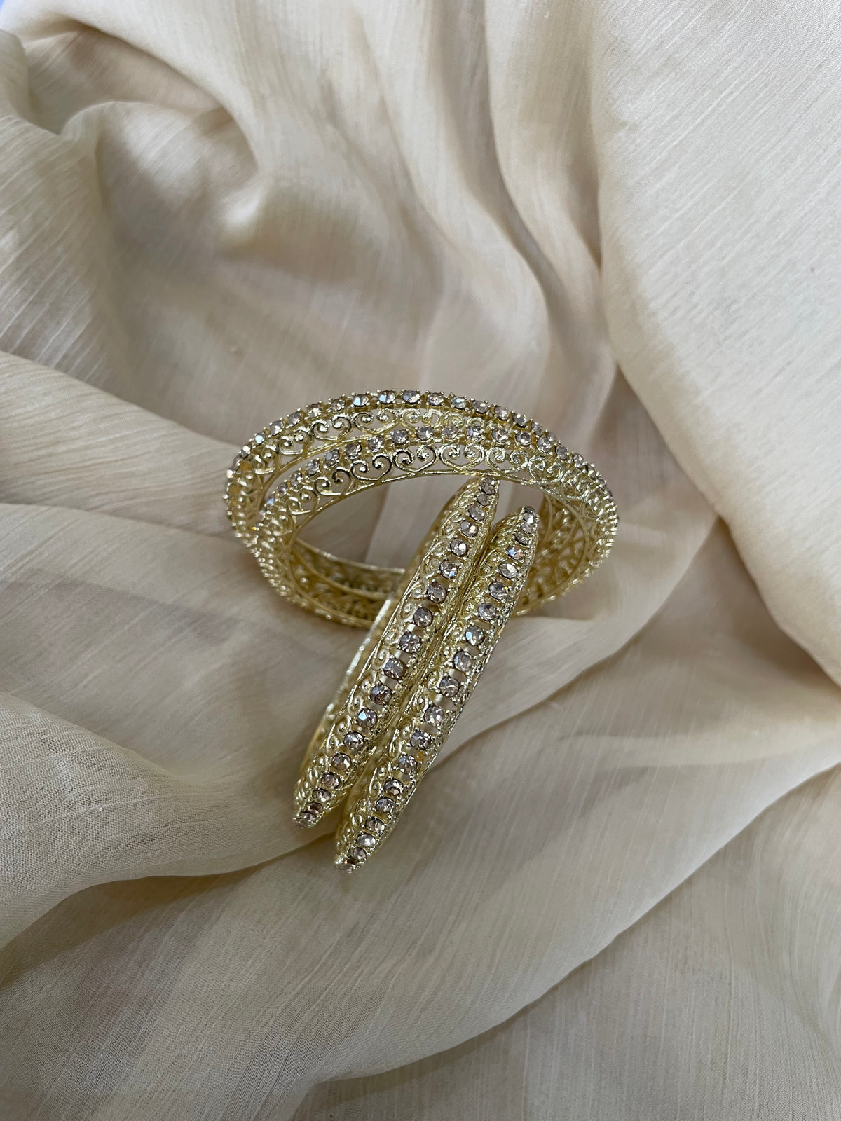 Gold Base Stone Bangle (4 pc)