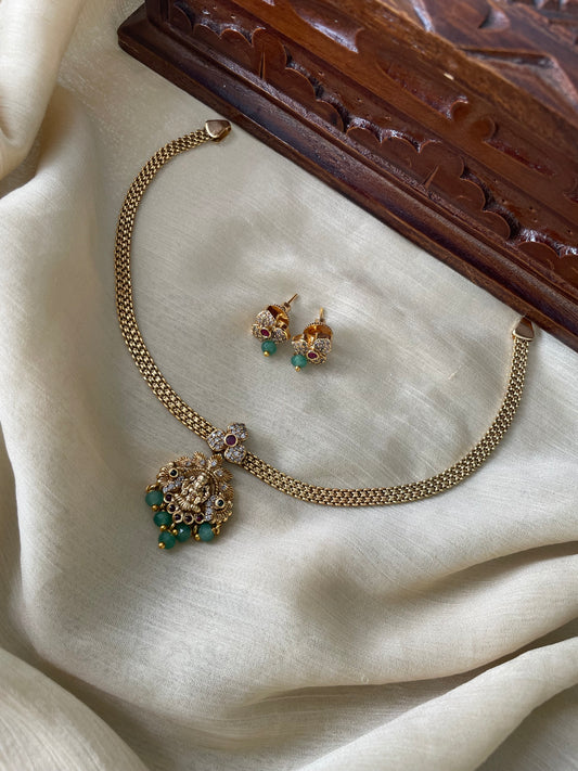 Premium AD Lakshmi Atigai with Mint Beads
