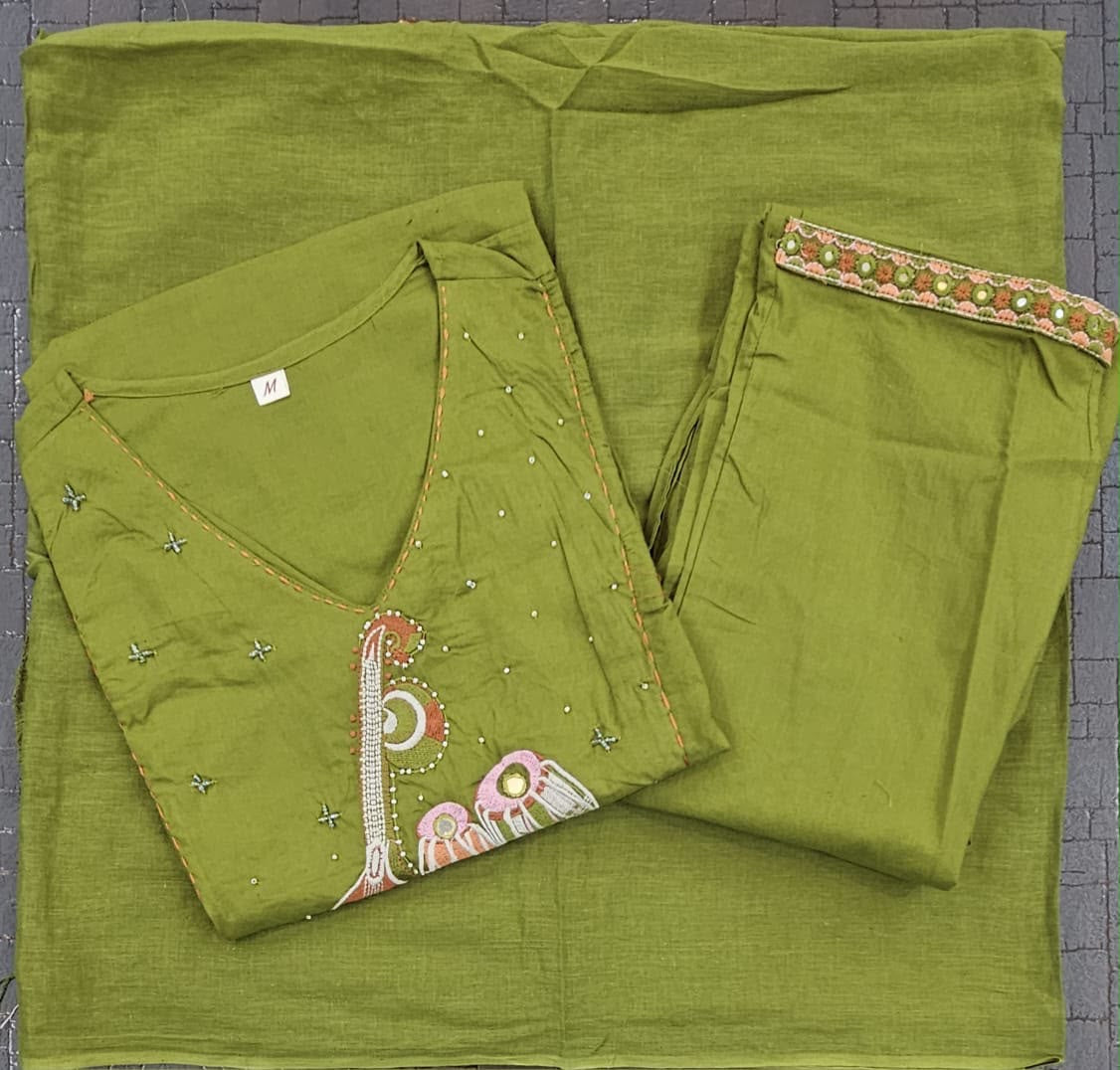 3-Piece Cotton Suit (Olive Green)