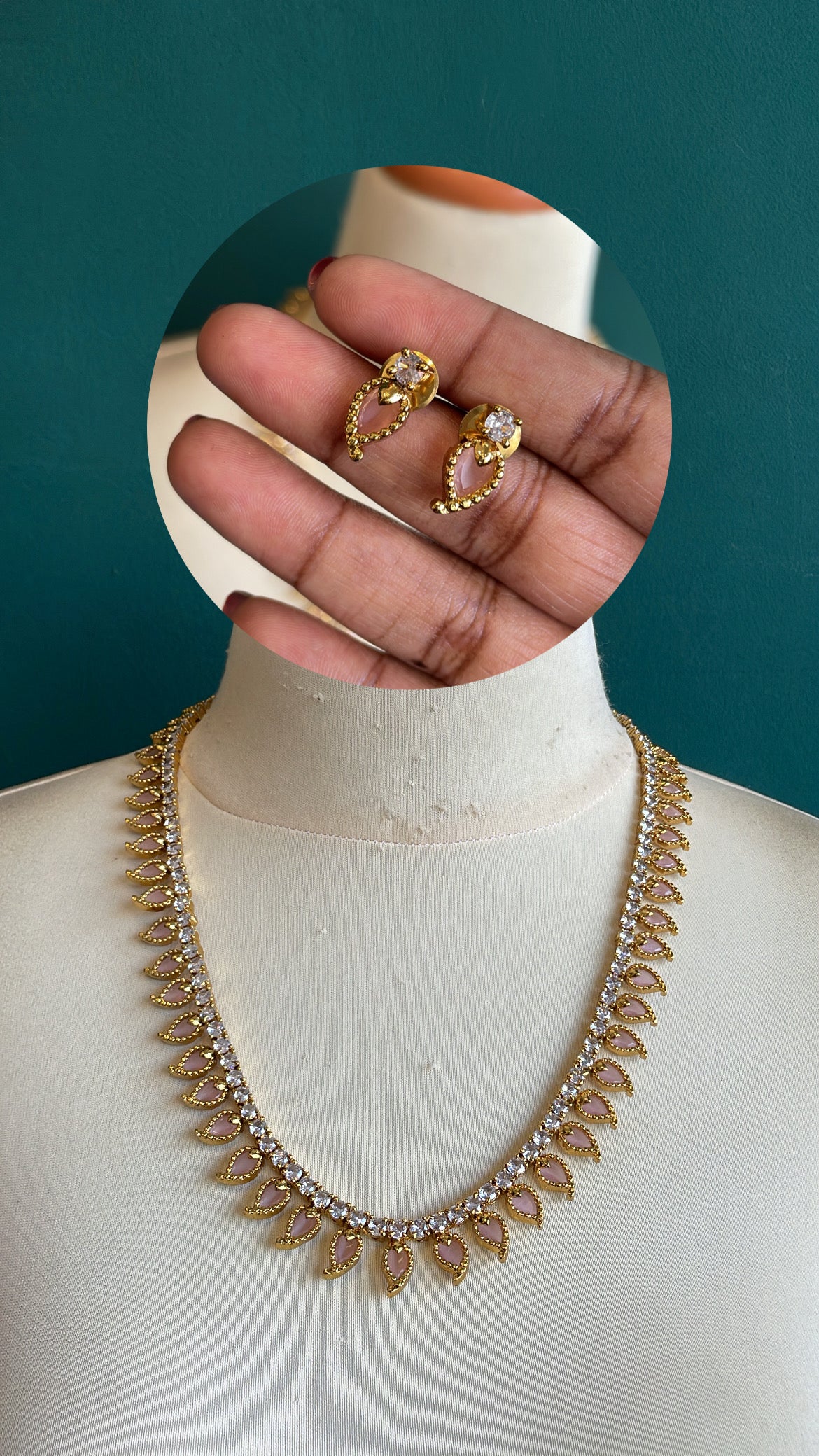 Premium Brass Metal Leaf Motif Harram Set