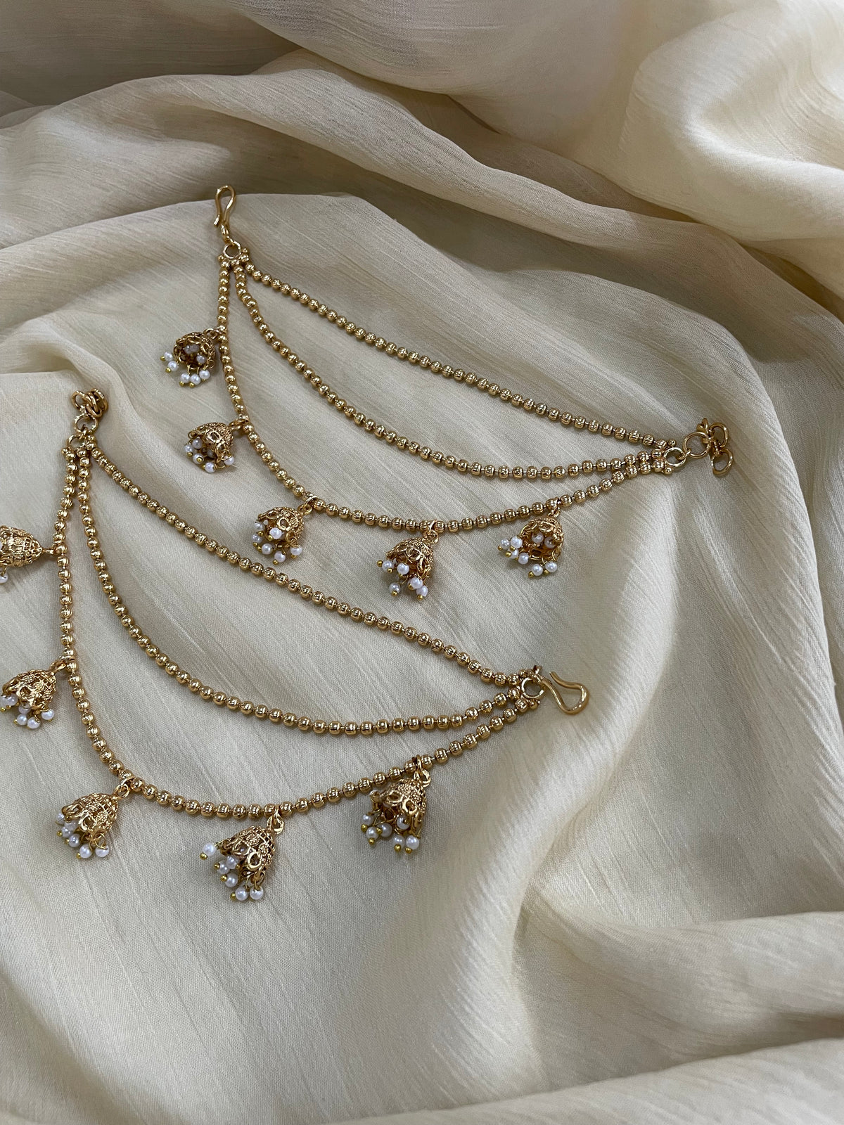 Gold Tone 3 layer Jhumka Mattal