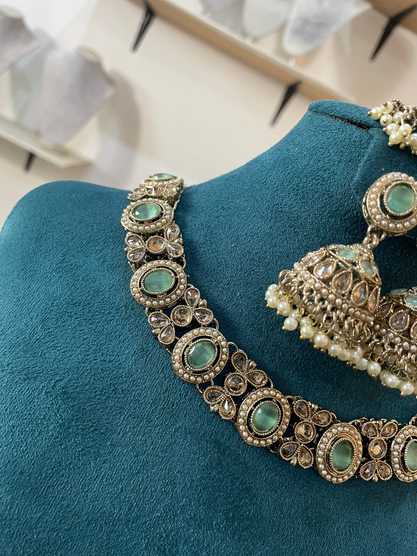 Premium Mehndi Polish Set with Jhumka and Tikka (Mint)