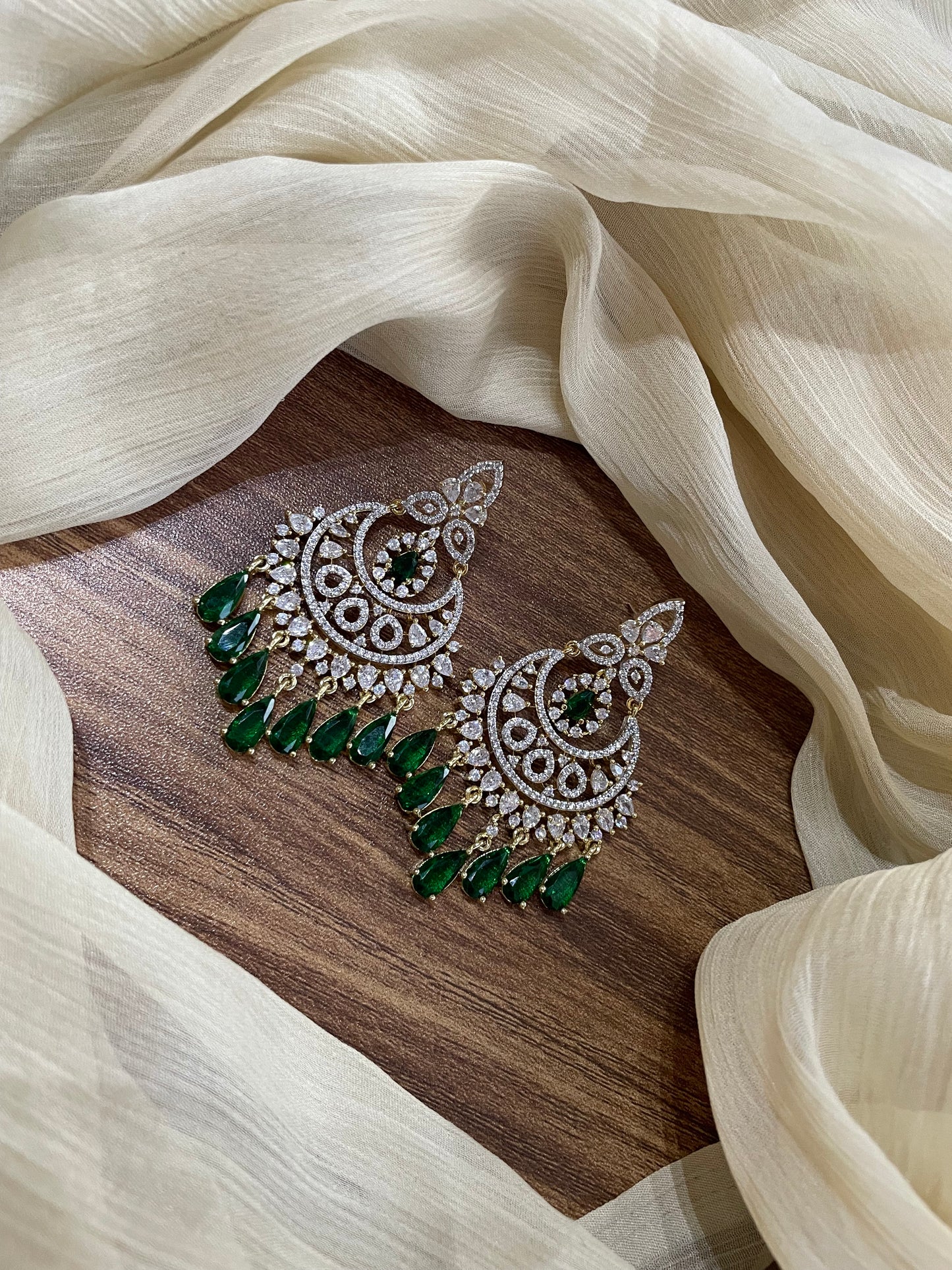 Premium Victorian AD Chandbali Earrings