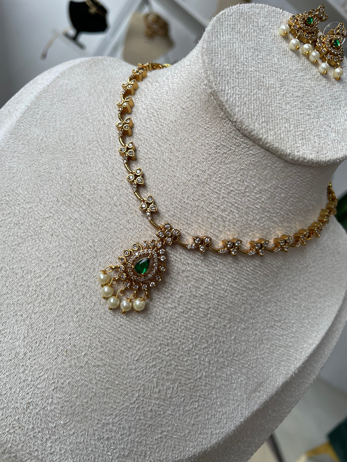 Premium AD Necklace Set (Green)