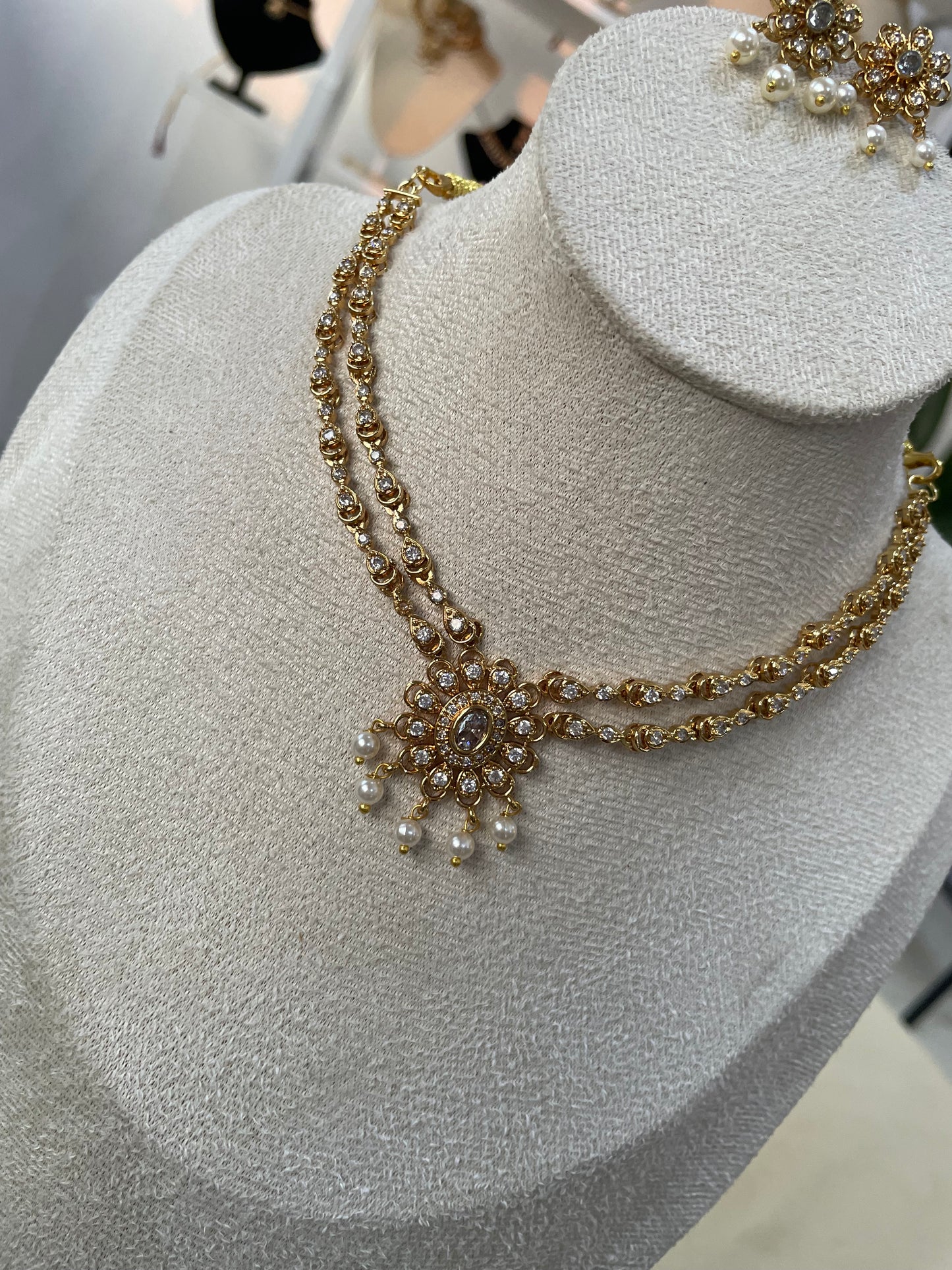 Double Layer AD Necklace Set