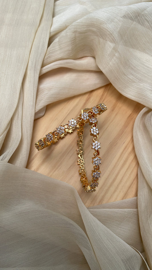 Premium Floral White Stone Bangles