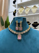 AD Necklace Set (Gold Base) - Pink