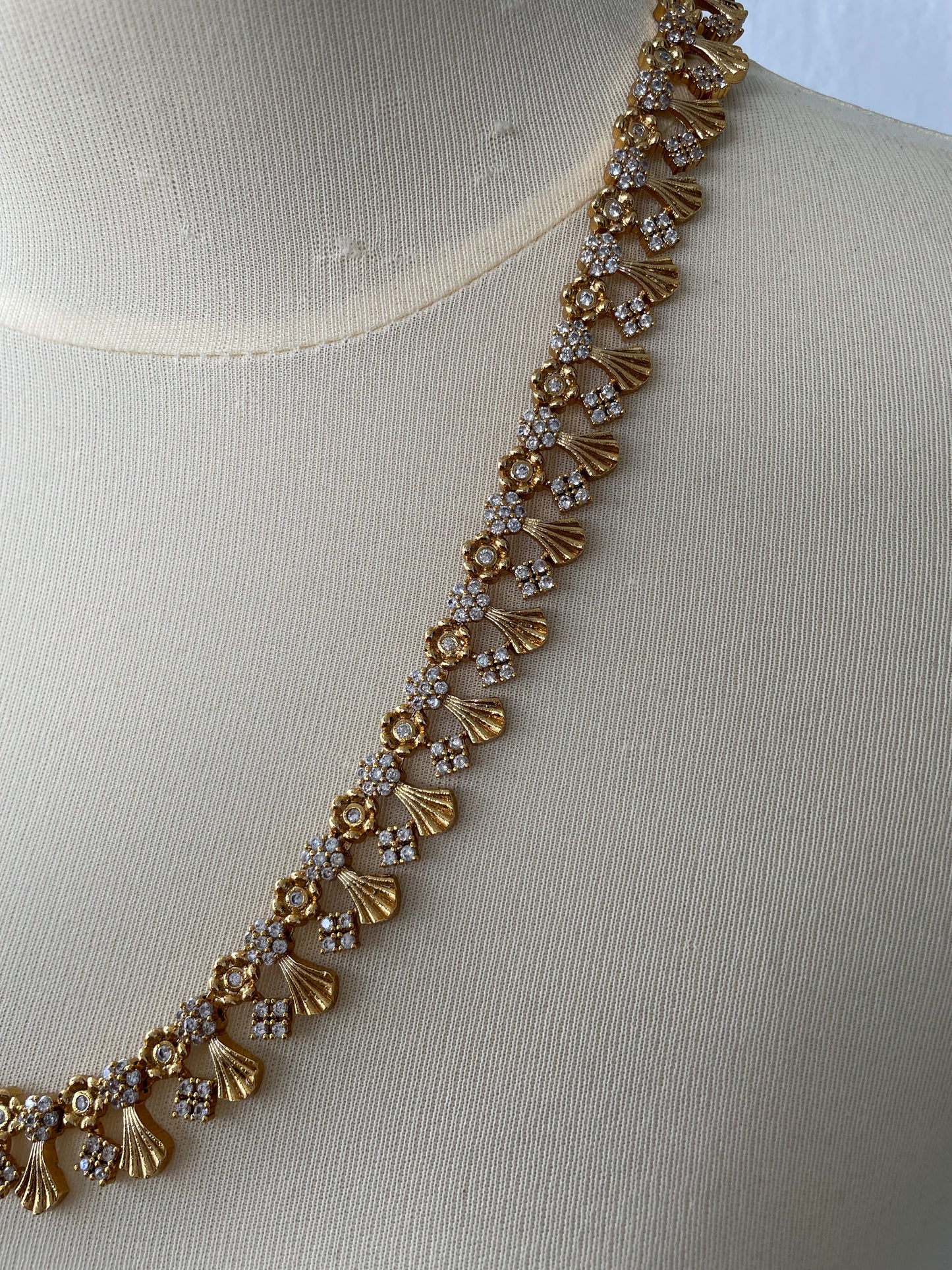 Premium Floral American Diamond Harram Set