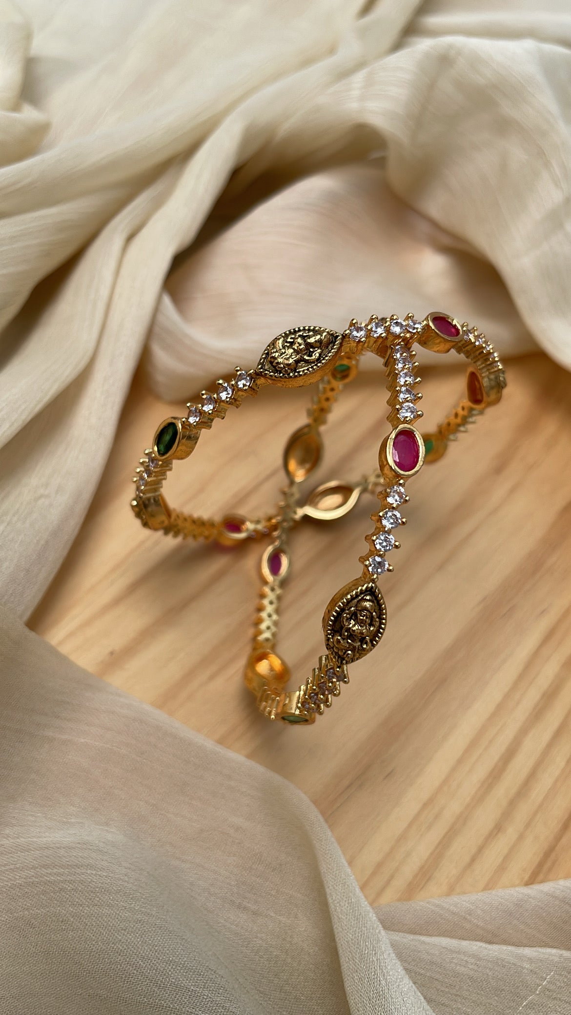 Premium Lakshmi Ruby Green Ad Bangle