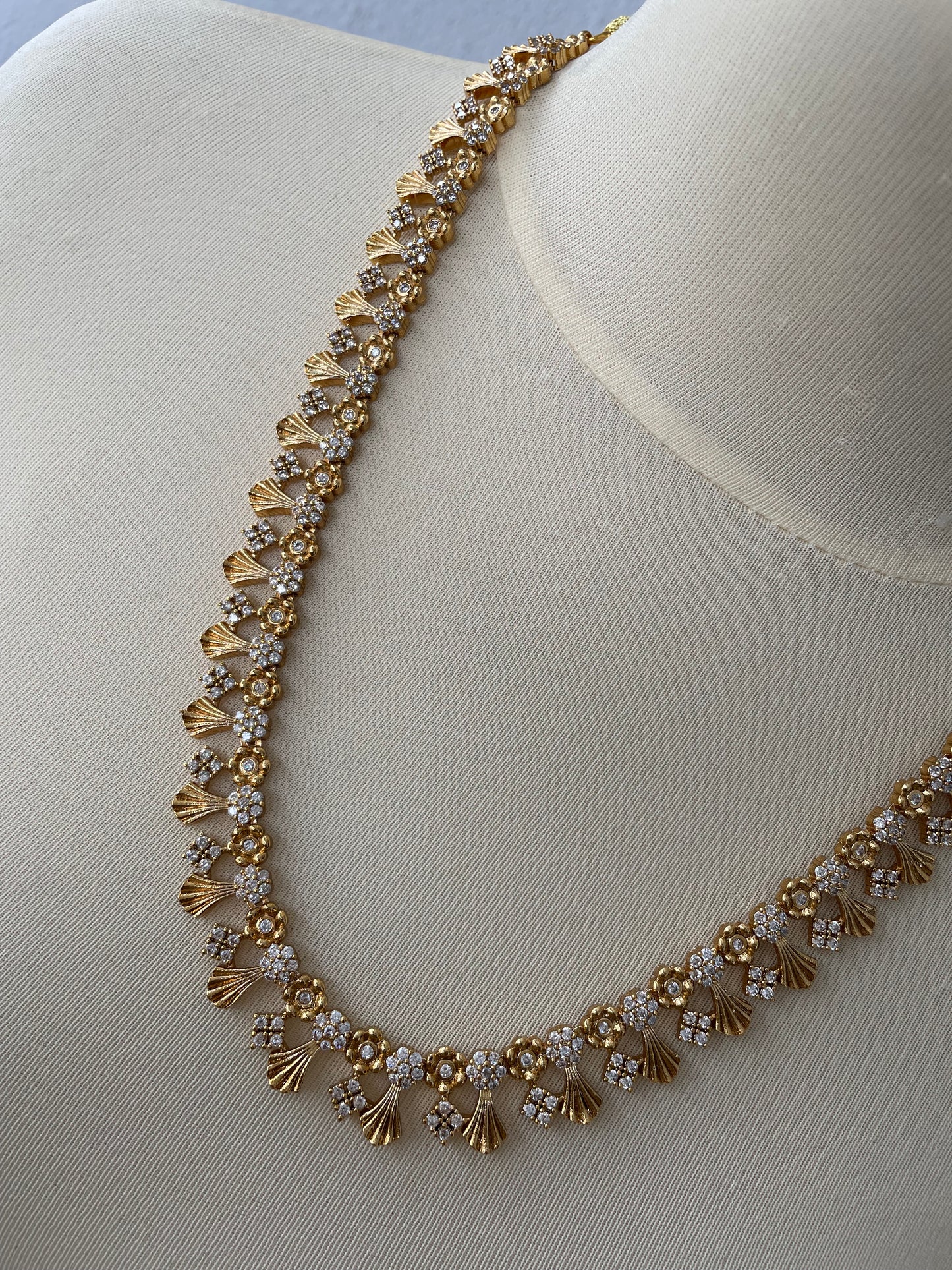 Premium Floral American Diamond Harram Set