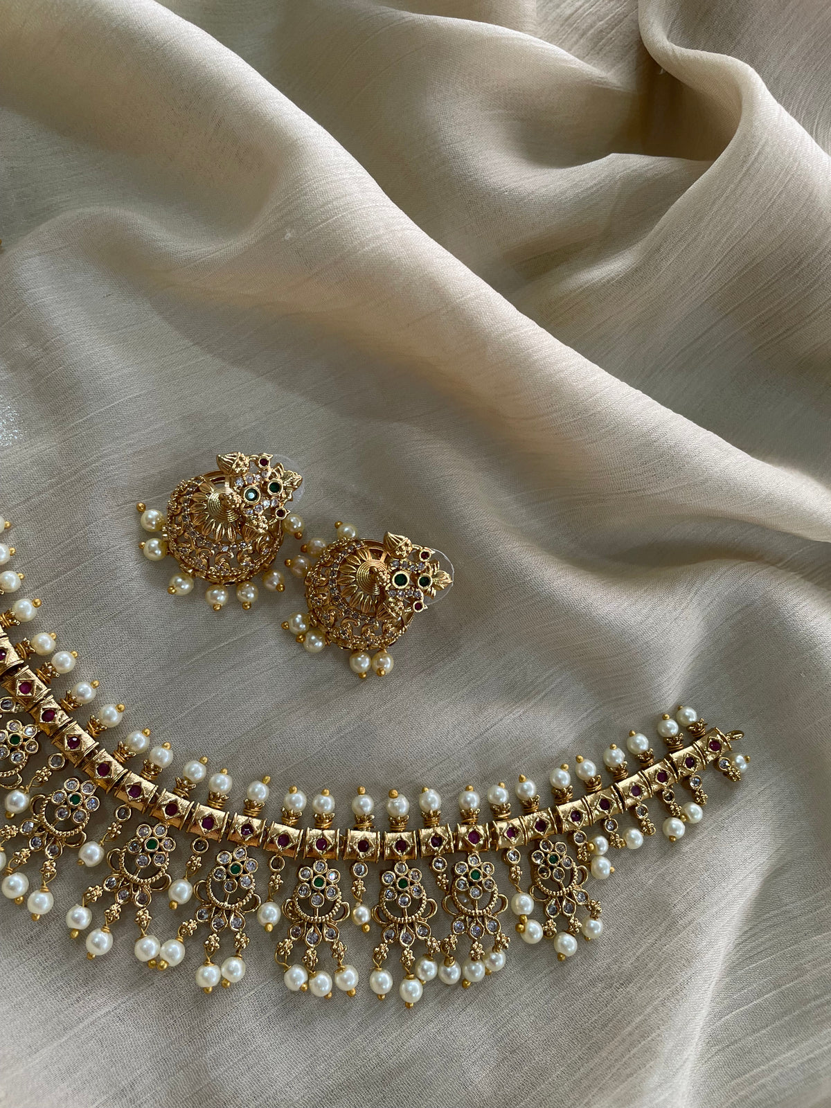 Guttapusalu Necklace Set with Jhumka