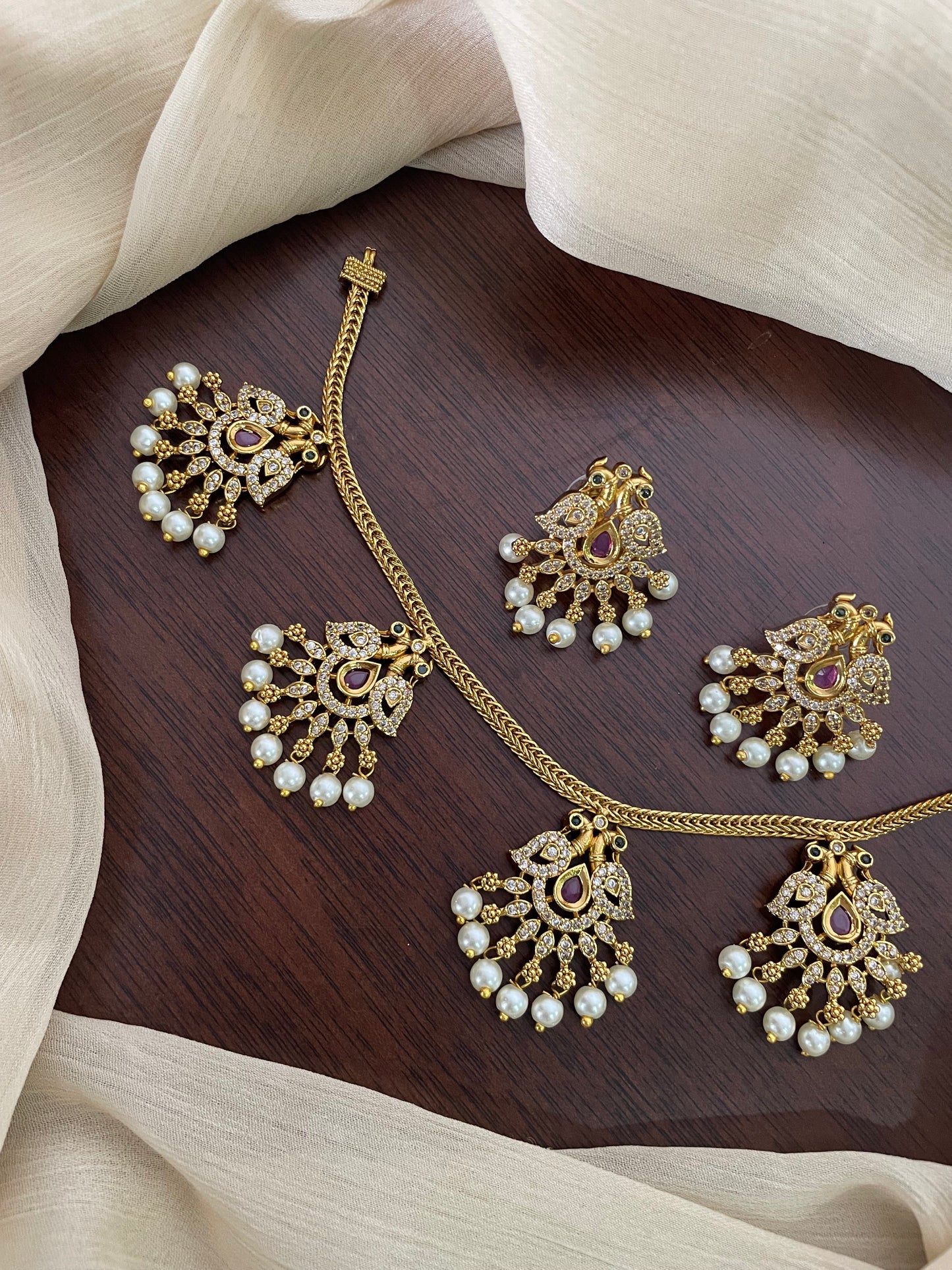 Premium Mayurika Pearl Necklace Set