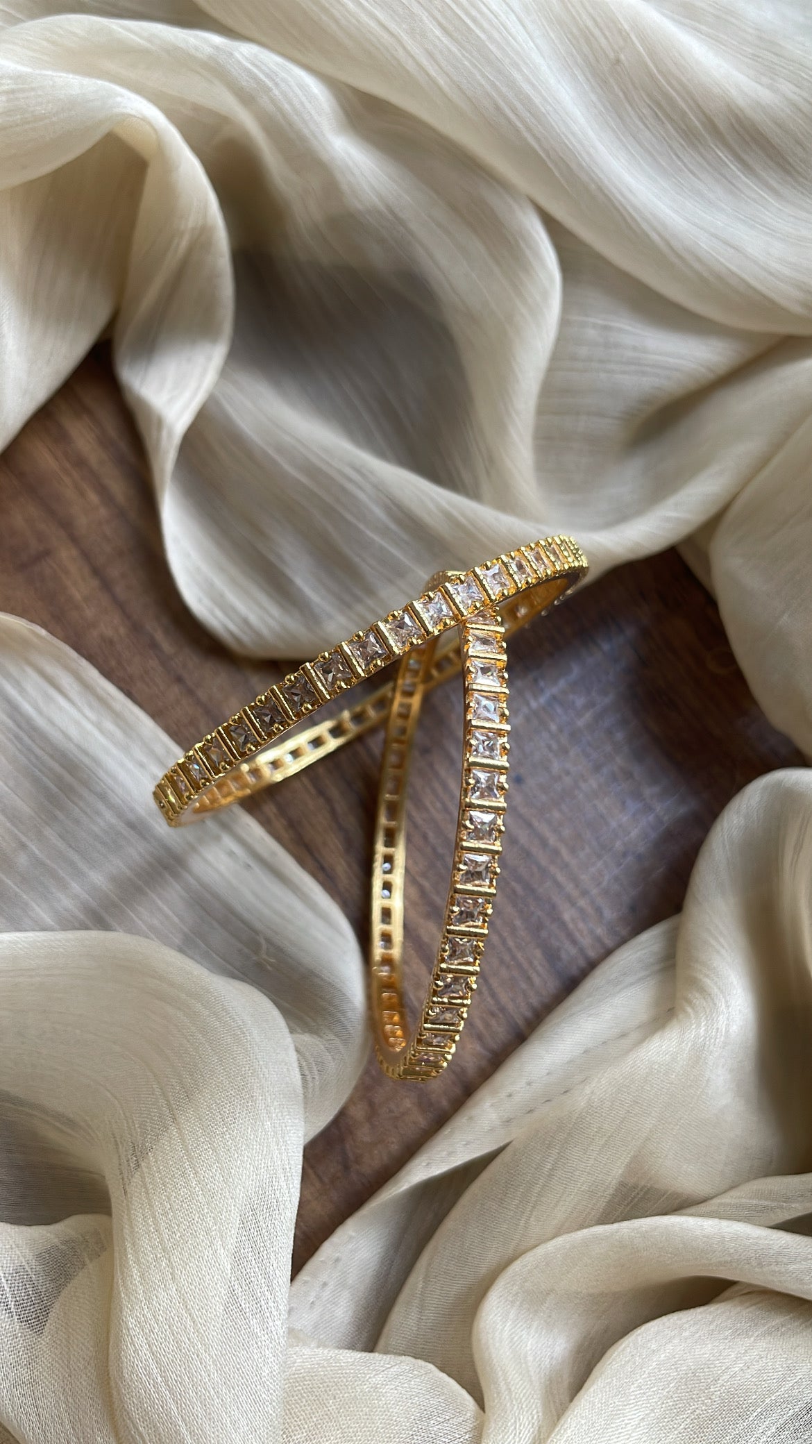 Square-cut Cz Stone Bangles