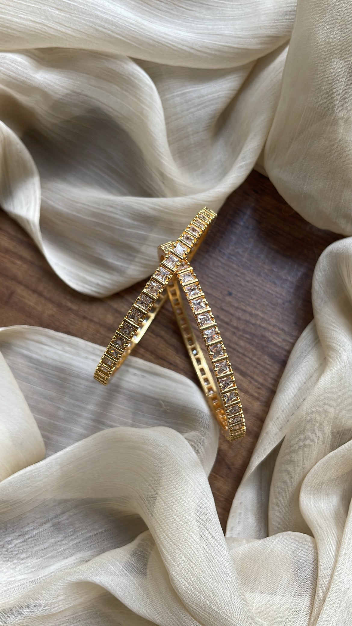 Square-cut Cz Stone Bangles