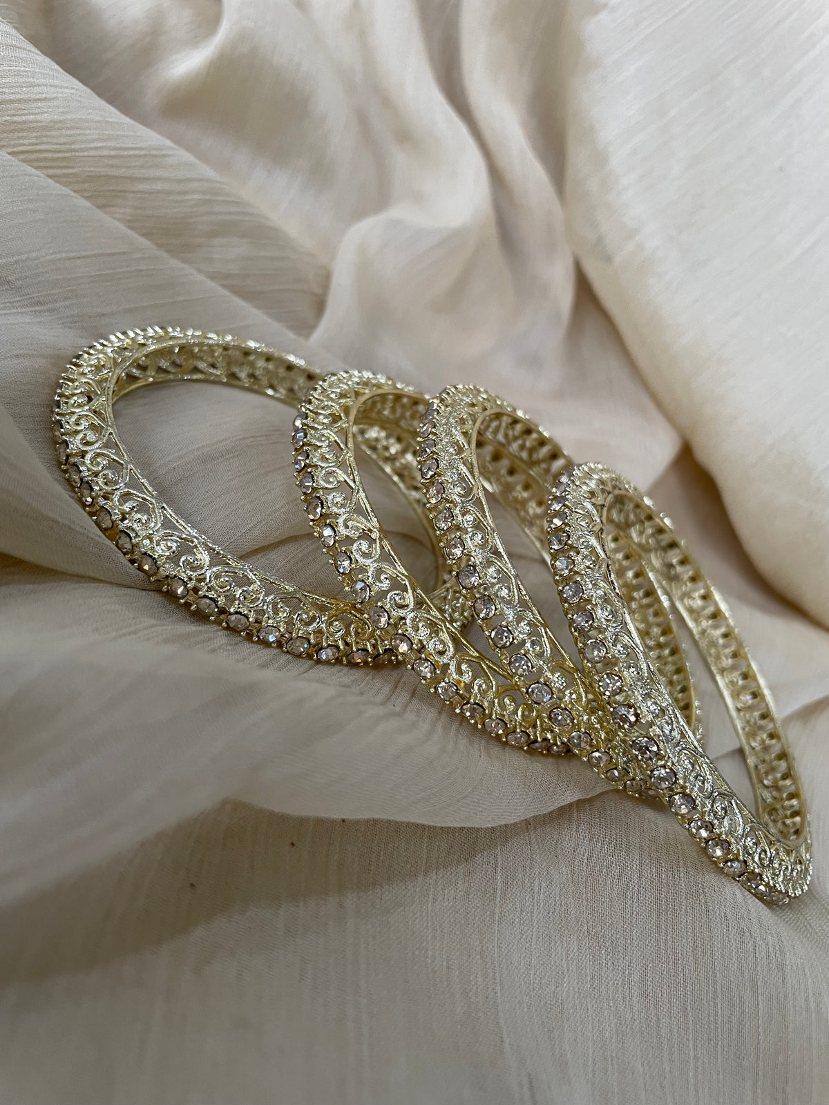 Gold Base Stone Bangle (4 pc)
