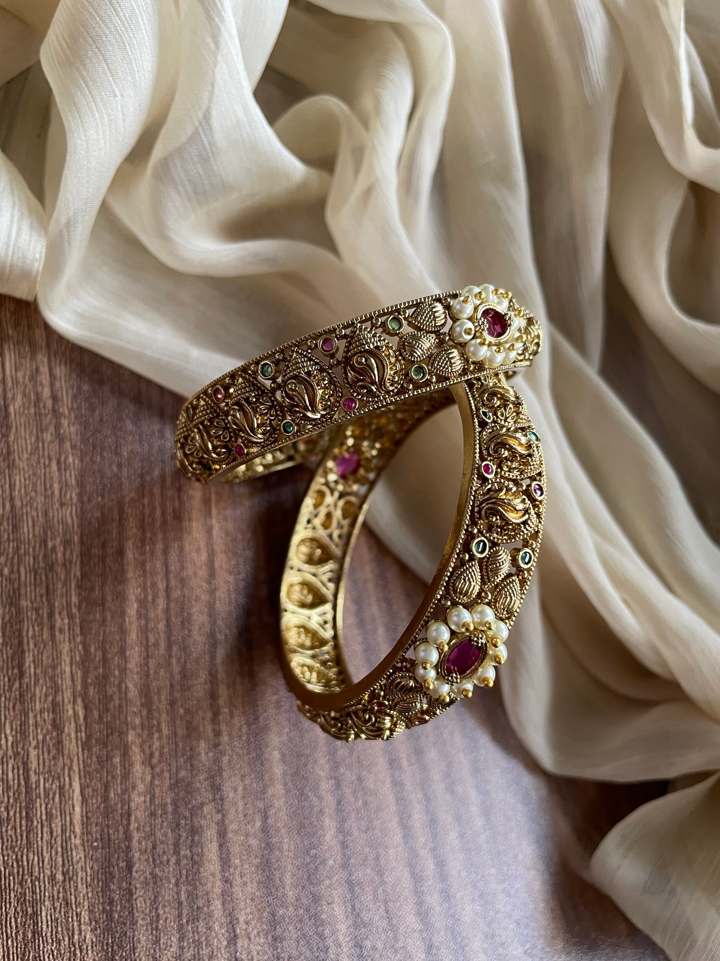 Ruby Pearl Heirloom Bangles (1 pair)