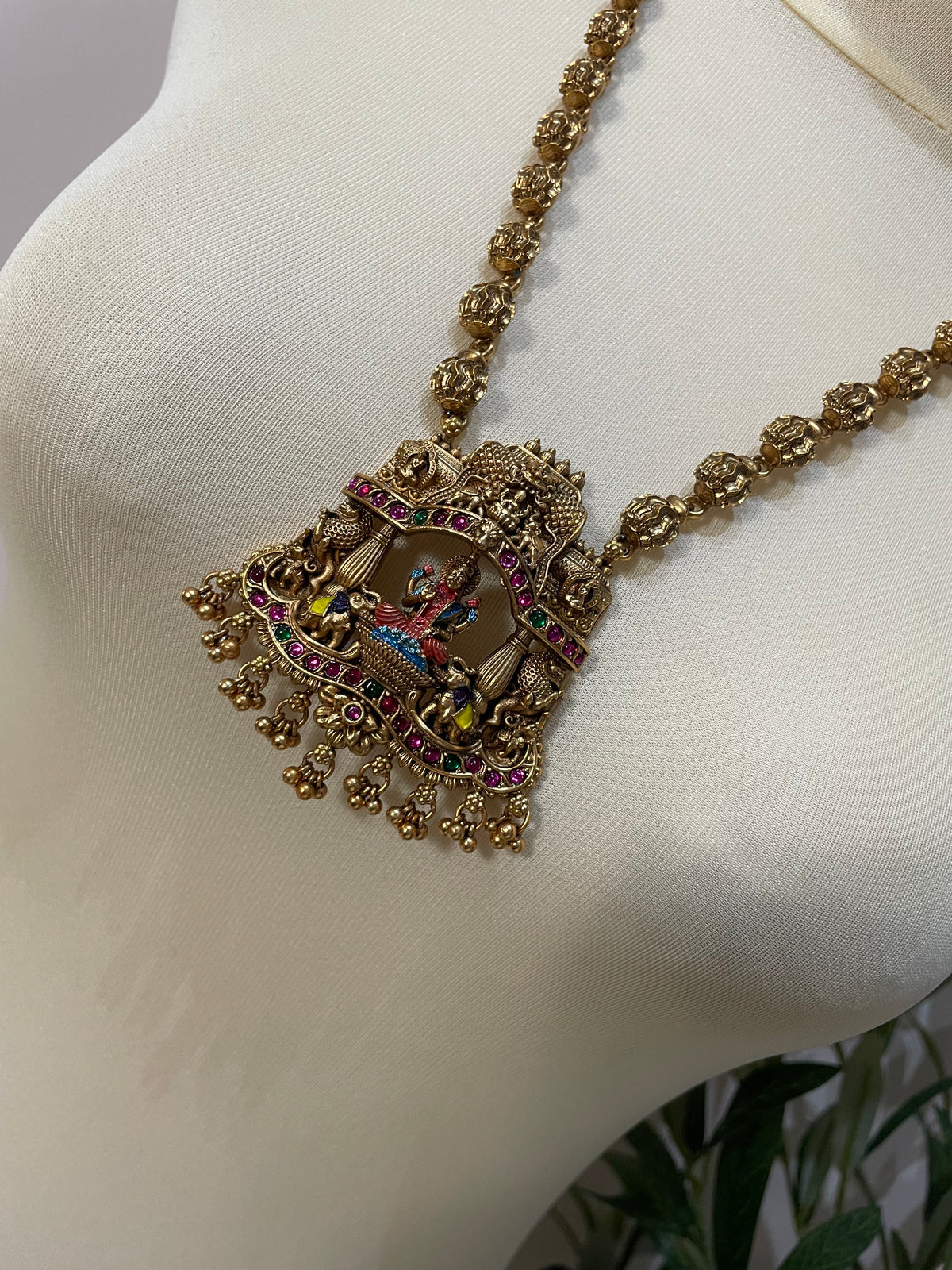 Premium Antique Gold Lakshmi Temple Harram Set