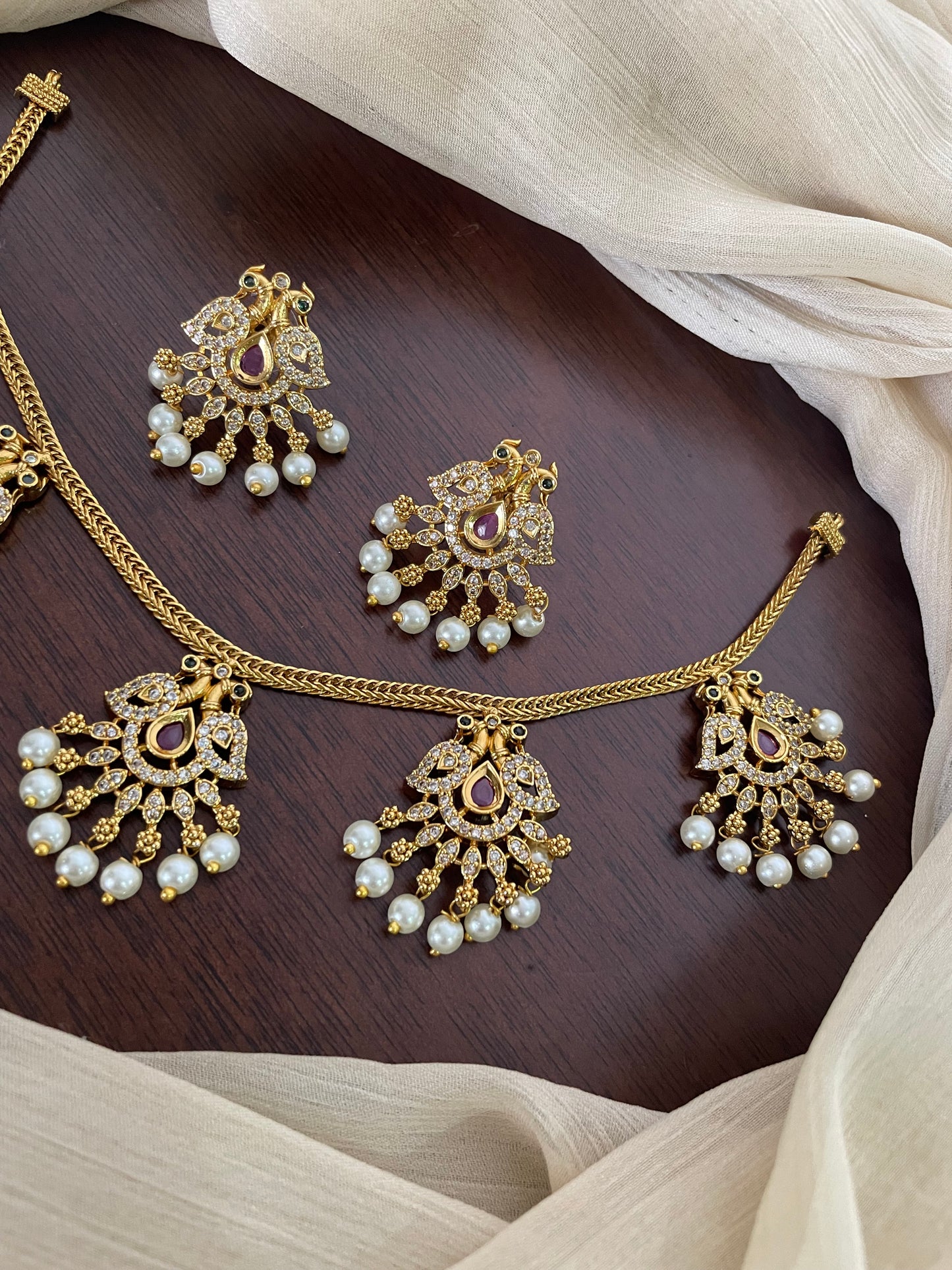 Premium Mayurika Pearl Necklace Set
