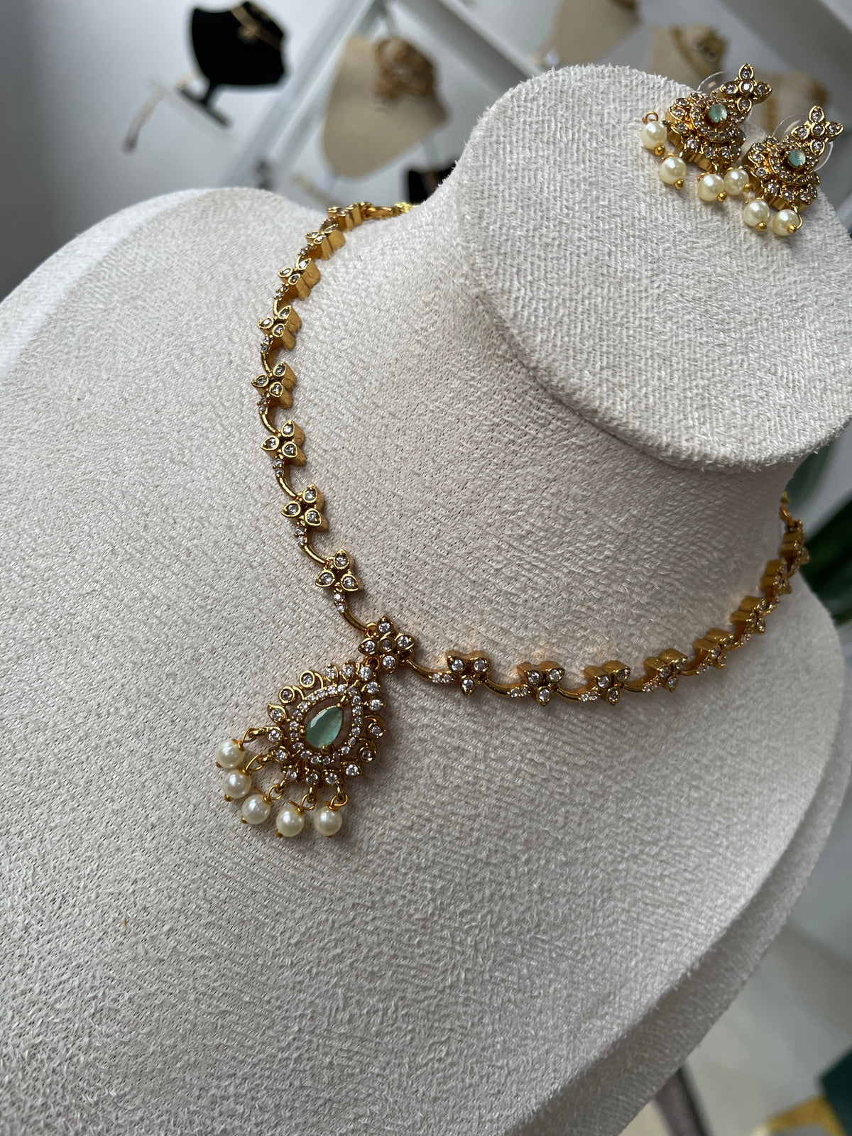 Premium AD Necklace Set (Mint)