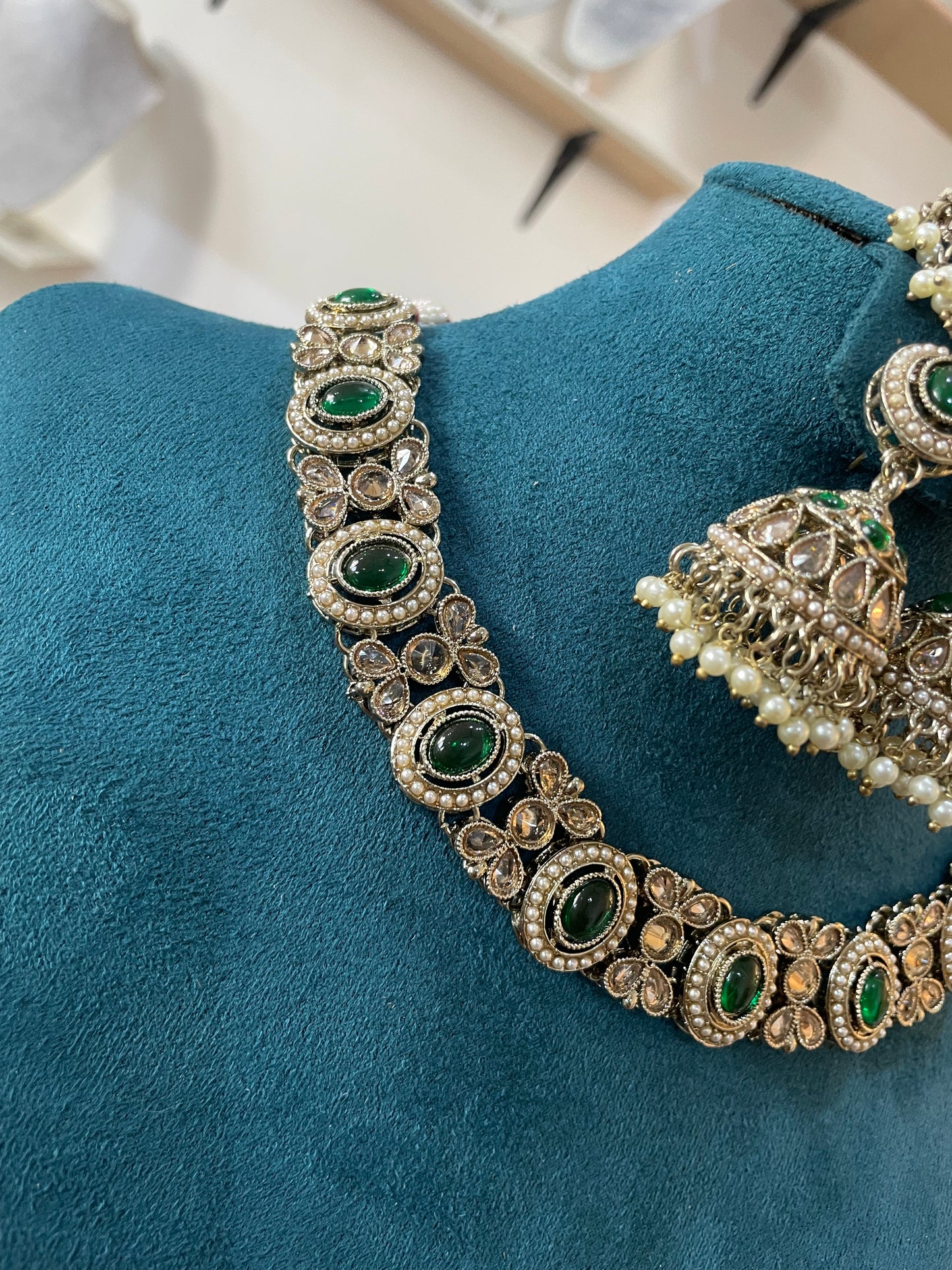 Premium Mehndi Polish Set with Jhumka and Tikka (Green)