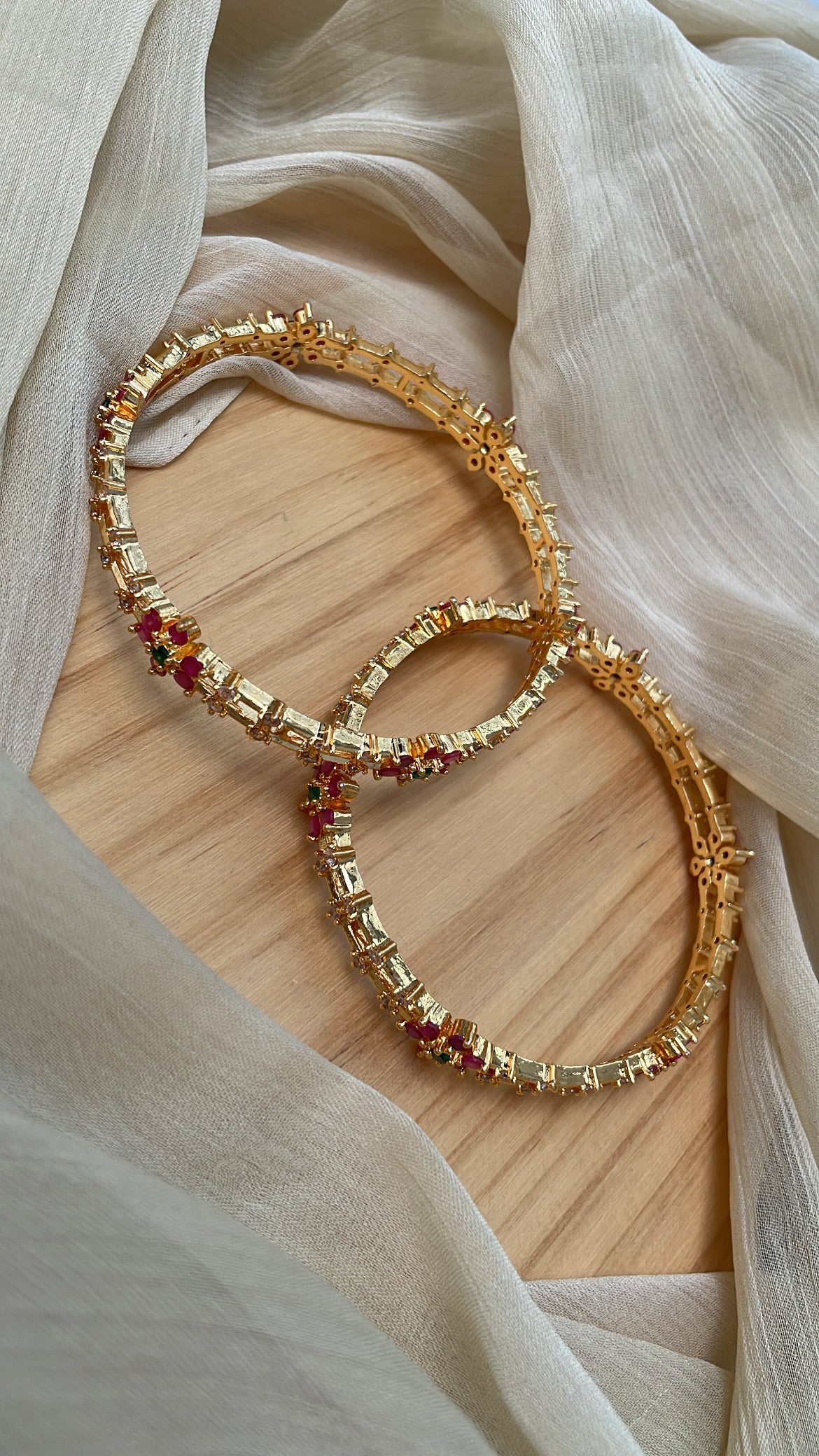 Premium Ruby Flower Bangles