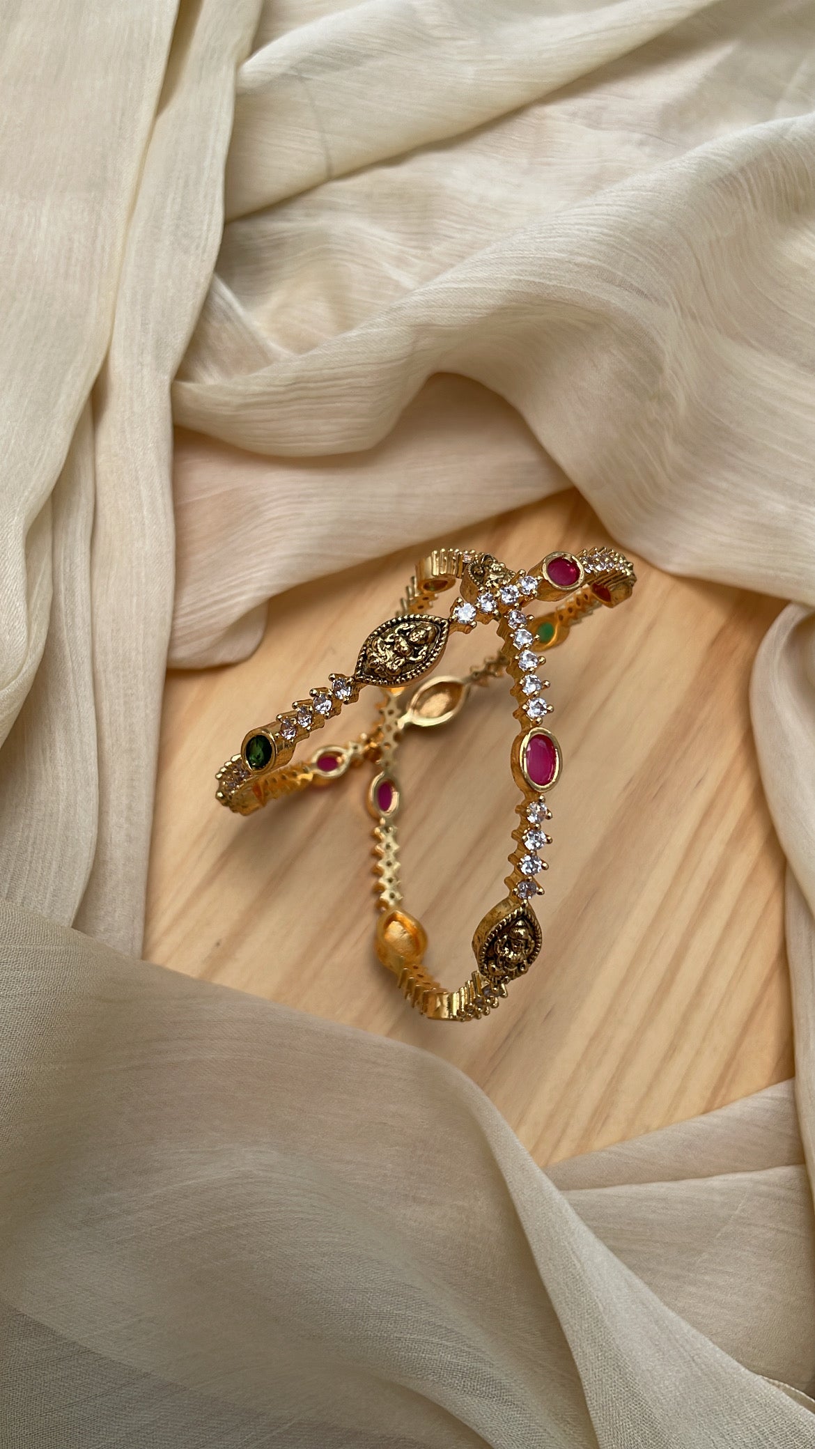 Premium Lakshmi Ruby Green Ad Bangle